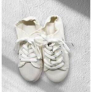 110 Denim Size 36 (5.5) US Frayed Slide Clog Sneakers Shoes White New